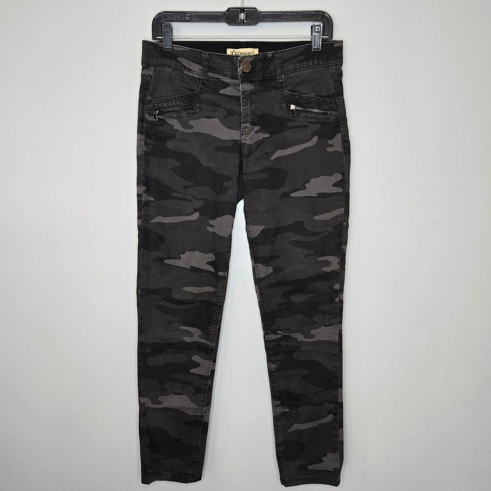 Democracy Ab Solution Camo Skinny Pants Green Dark Grey Black Size 6